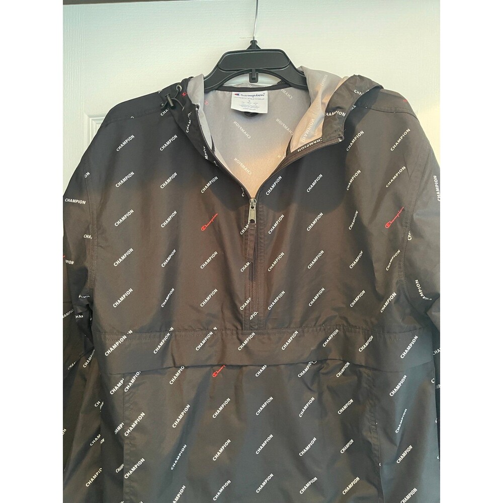 Champion Black Logo Print Anorak - Size Small